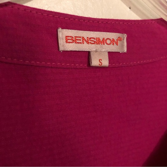 Bensimon Dress Long Sleeve S Button Neck With Pockets Fuchsia Small - Picture 2 of 5